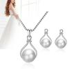 Women Necklace Earrings Set Simple Elegant Temperament Alloy Silver Chain Pearl Necklace and