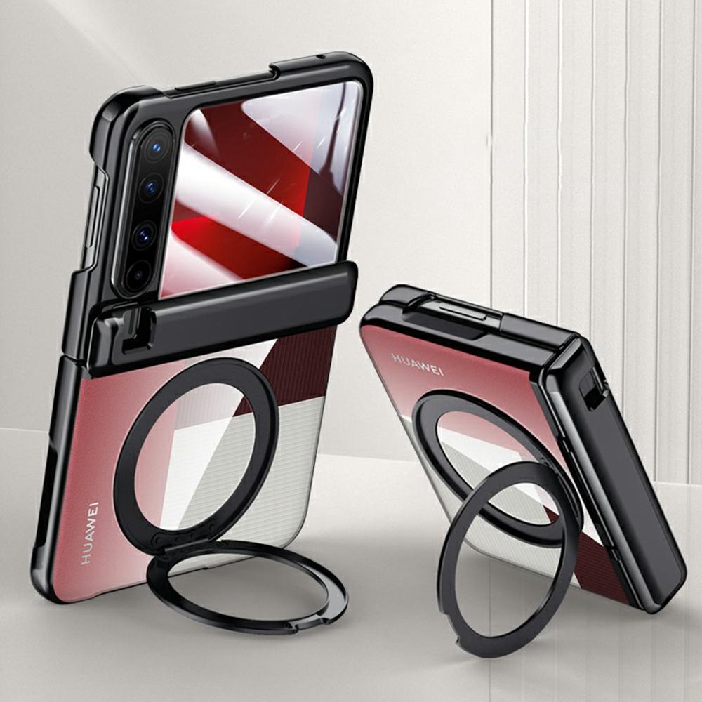 For Huawei Pura X Case Compatible with MagSafe Kickstand Electroplated PC Phone Cover Built-In Screen Protector