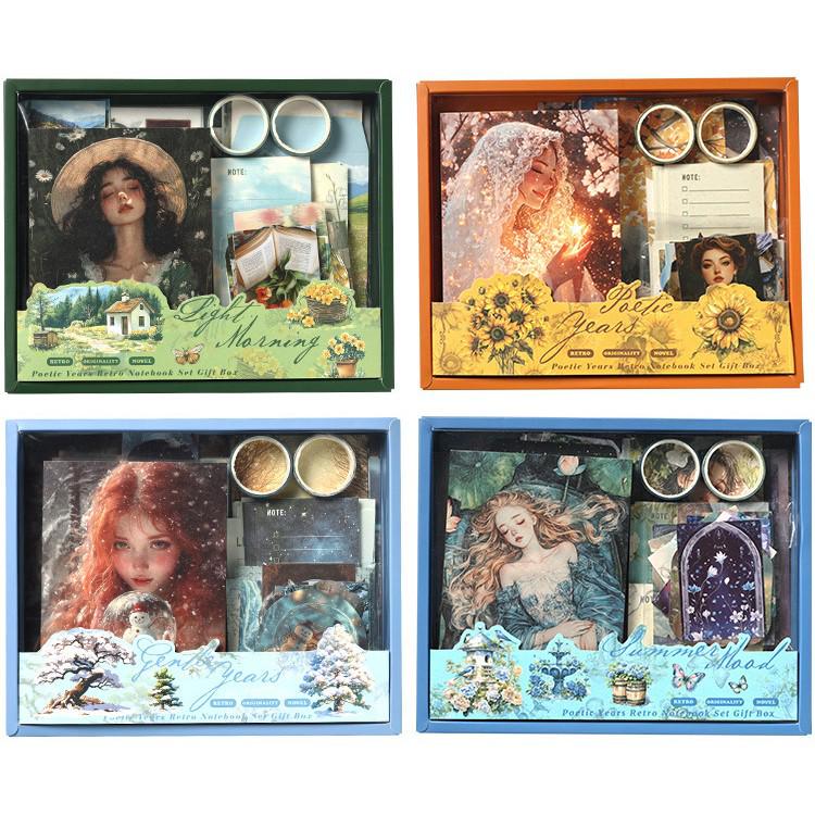 Retro DIY Scrapbook Gift Set: Journal & Stationery Supplies Box