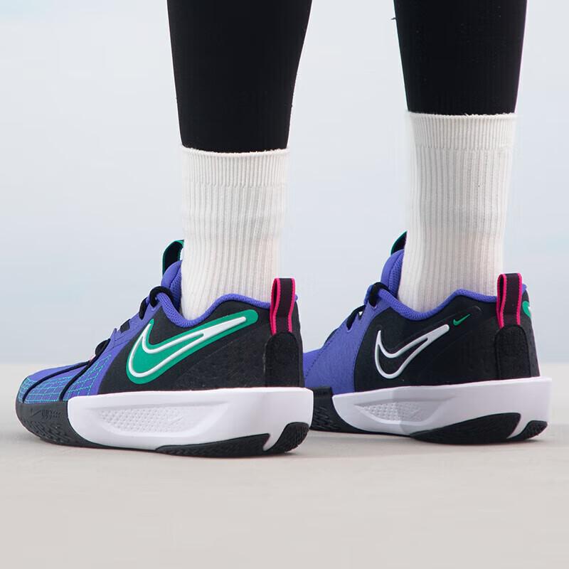 Nike G.T. Cut 3 Comfortable Sports Shock Absorbing Durable Mid-Top Kids Basketball Shoes Kids Basketball Shoes Black Indigo Green FD7033-500