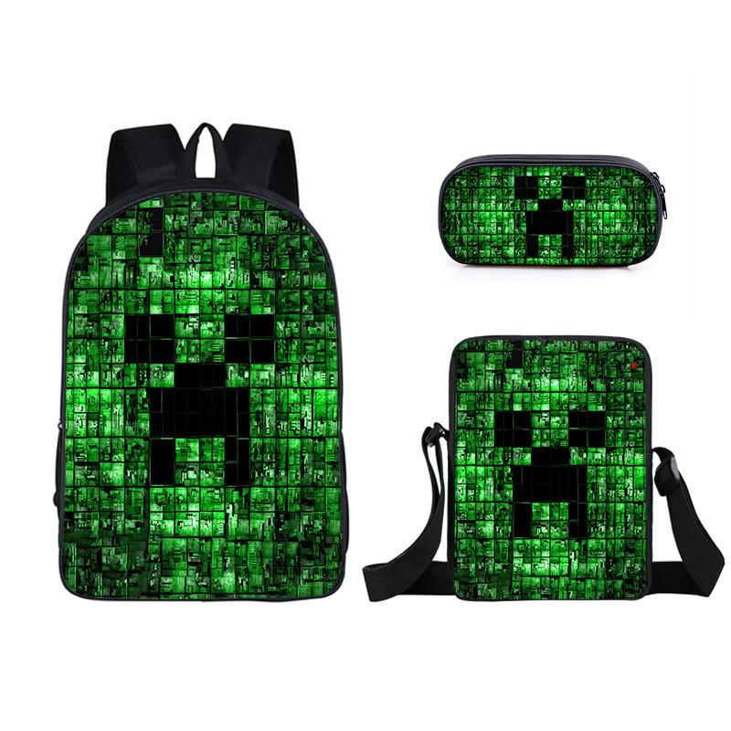 Minecraft Cartoon Game Character Printed Children Large Capacity Backpack