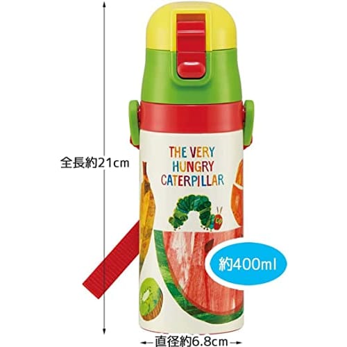 Skater 2WAY Straw with Cup Stainless Steel Kids Water Bottle 350ml The Very Hungry Caterpillar SKCP3-A