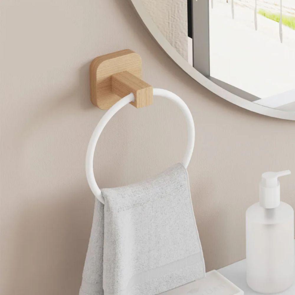 Walnut Wood Portable Towel Racks Round Design Wall Mounted Towel Holder  Home Applications