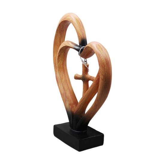 Double Love Heart Figurine Twisted Heart Shaped Resin Statue Sculpture Home Office Bookshelf Desktop Decoration Ornament