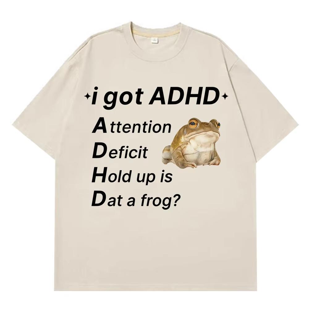 ADHD Frog Autism Funny Emoji Tshirt Fashionable Clothing Shortsleeved Harajuku Unisexs Tshirt Casual Hiphop Tshirt Top