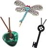 Coraline Key Pendant Necklace Seeing Stone Necklace Dragonfly Hair Clips Halloween Movie Props Cosplay Costume for Women Men