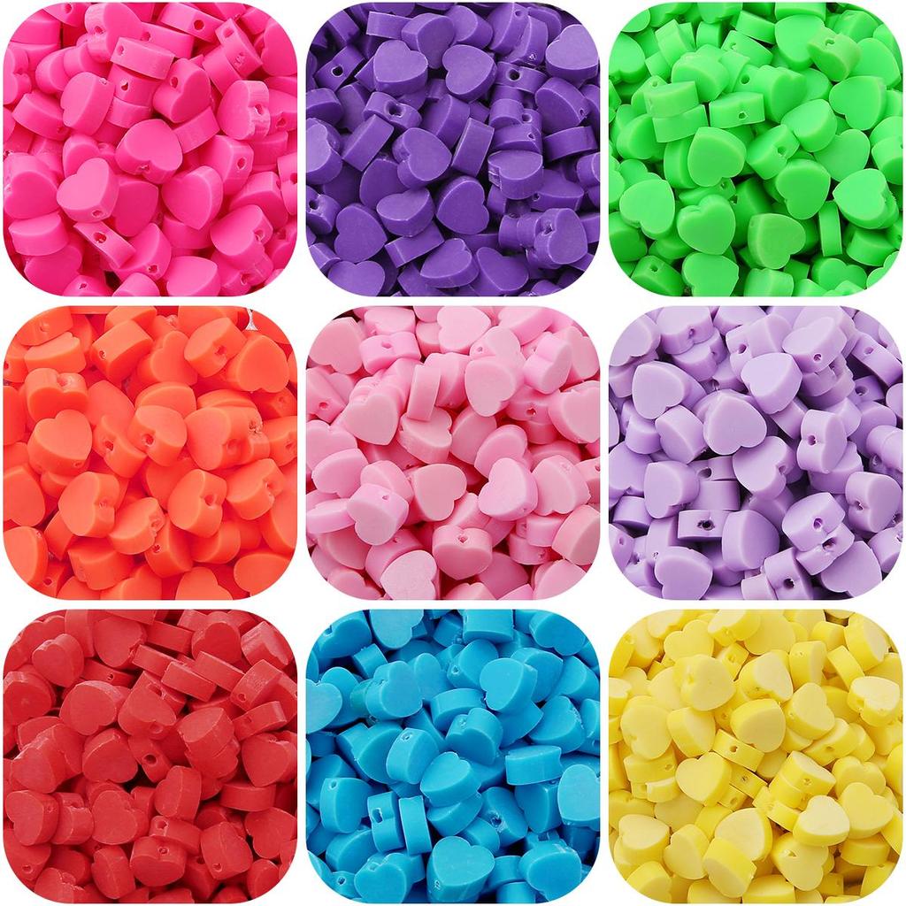 30 Stücke 9*10mm Liebe Herz Polymer Clay Perlen Bunte Lose Perlen Für Schmuck Machen DIY Armband Halskette ohrring
