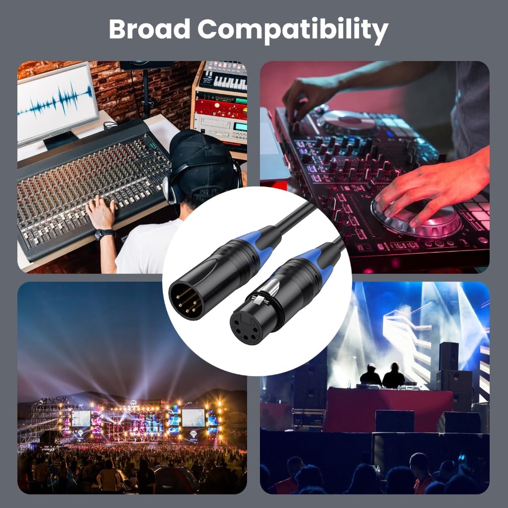 XAGMODSHN XLR4 Microphone Cable 4 Pin Male Female Extension Cord Studio Recorder Mixer LED Light