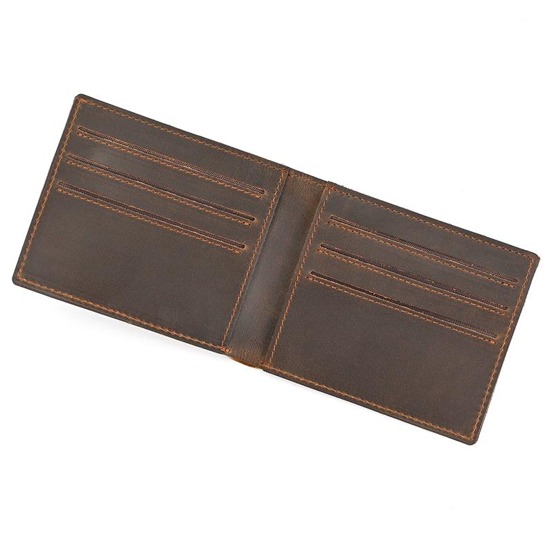 Crazy Horse Leather Men's Short Wallet Gift For Men Male Brand Designer Mans Coin Purse Retro Fashion Men Slim Card Purse Thick
