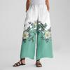 Women's Wide Leg Pants With Elastic Waistband, Retro Printed Large Pockets, Patchwork Loose Pants