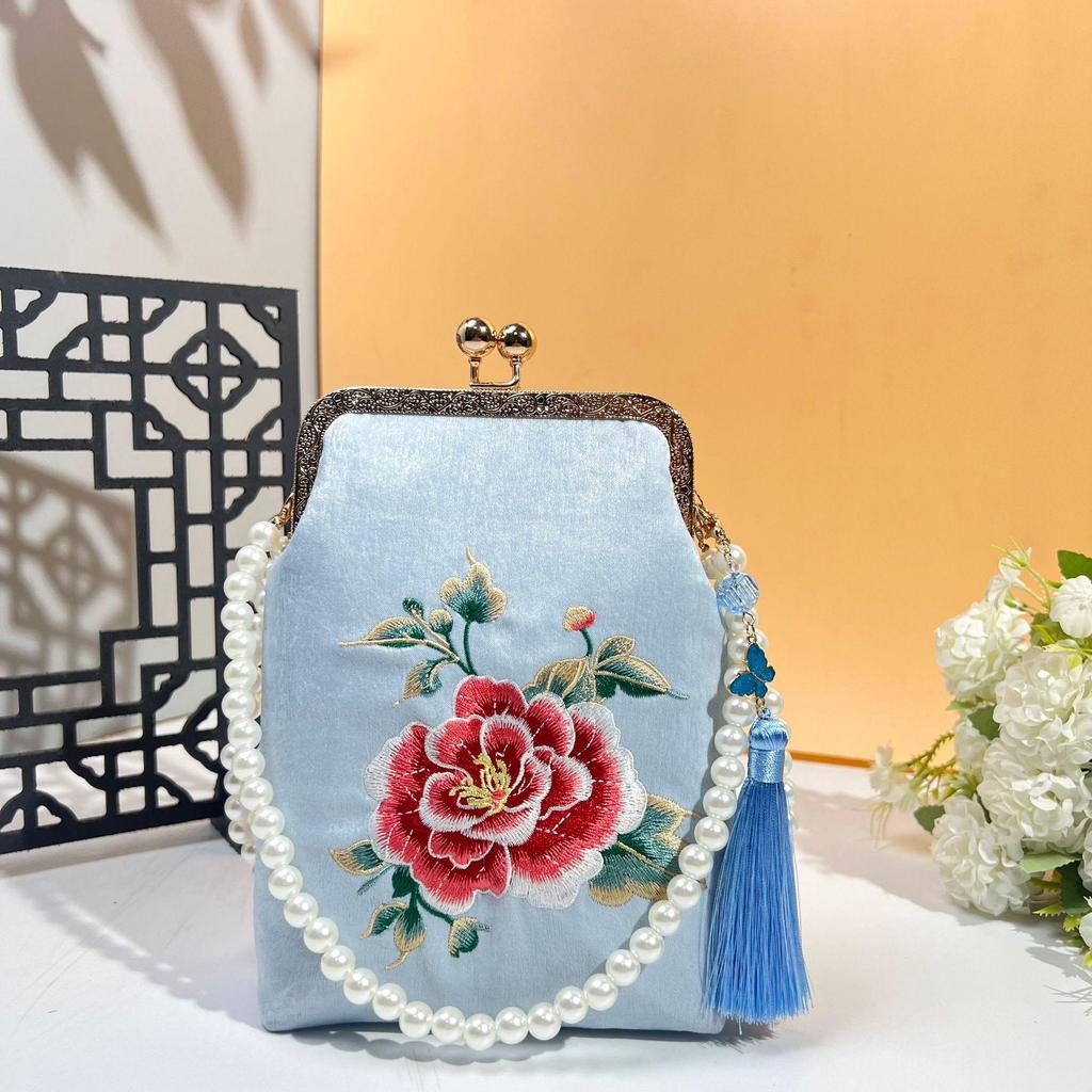 Ancient Style Single Shoulder Crossbody Cheongsam Bag with Embroidery Clasp Handbag