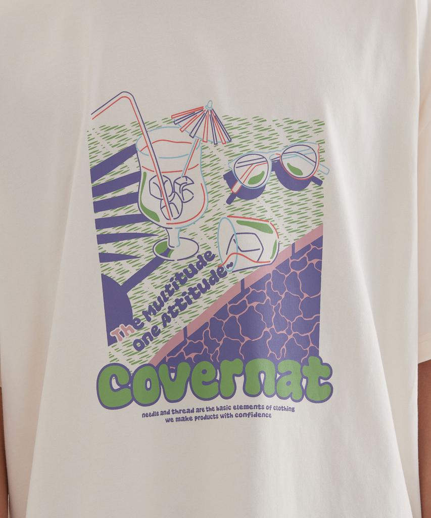 COVERNAT Cool Cotton Vacation Graphic T-Shirt Ivory