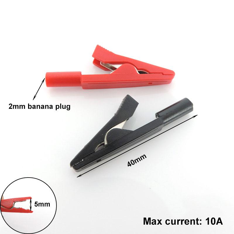 1pair 10/20/50A PVC Big Alligator Crocodile Clip Clamp Connector Socket Plug Handle Test Probe 4mm Banana Plug Electric Battery