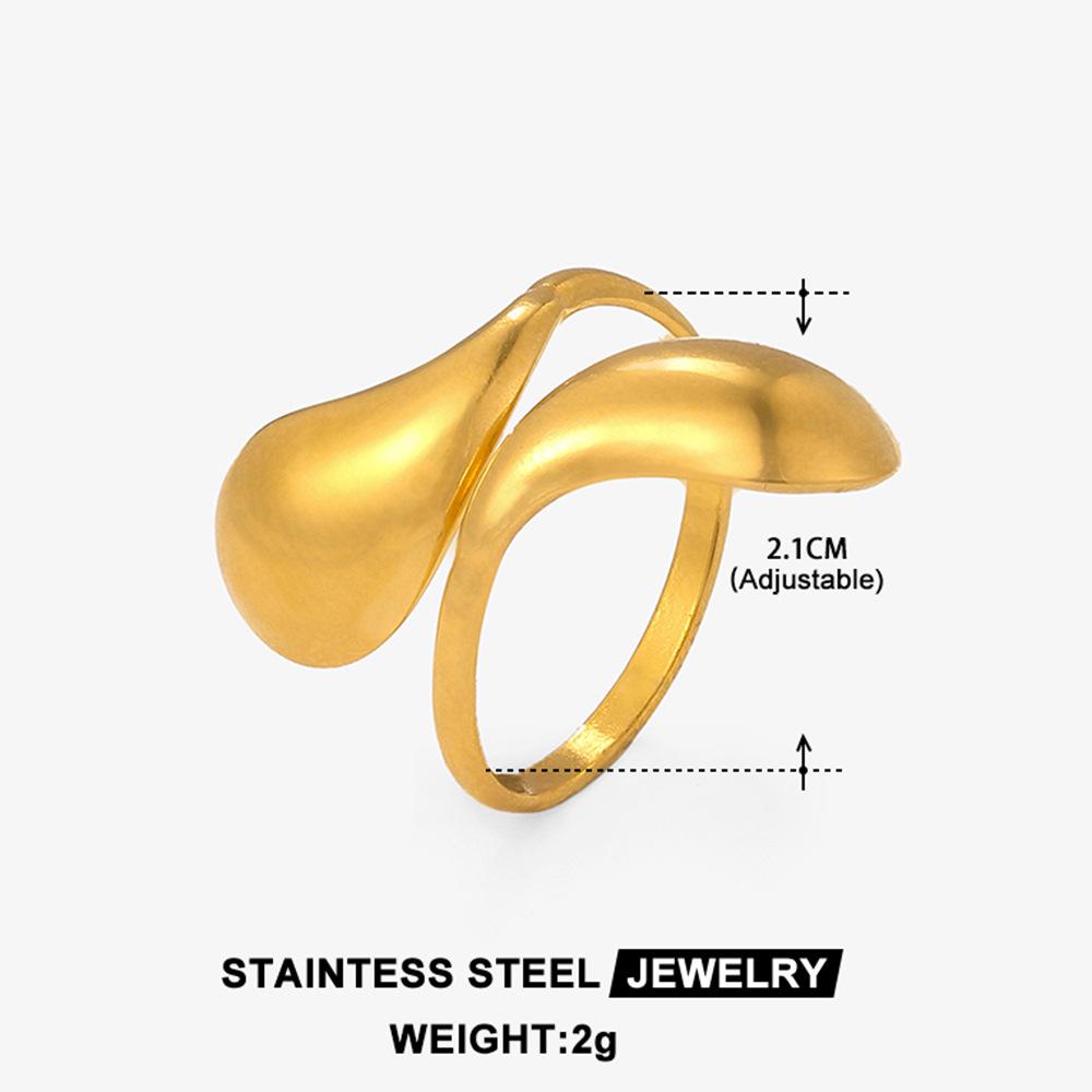 Elegant Adjustable Stainless Steel Geometric Finger Ring for Women - Non-Fading Titanium Steel Design