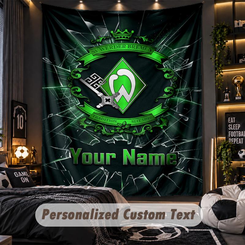 TapestryWerder Bremen FC Custom Name Text Personalized Wall Hanging Tapestry Home Wall Decor