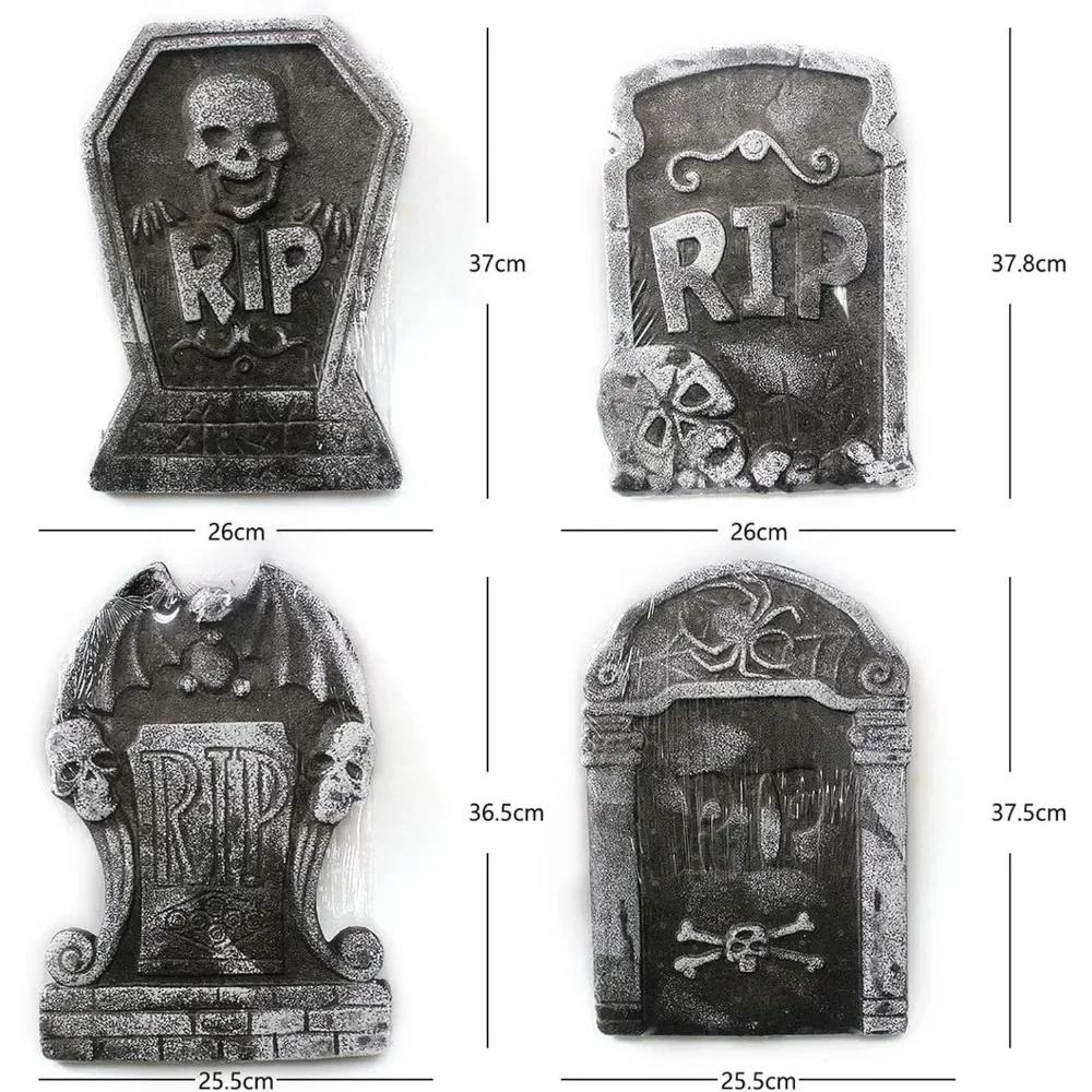 Halloween Yard Signs Tombstone Decoration Cemetery 4 Different Foam Haunted House Graveyard for House Outdoor Party Prank Props