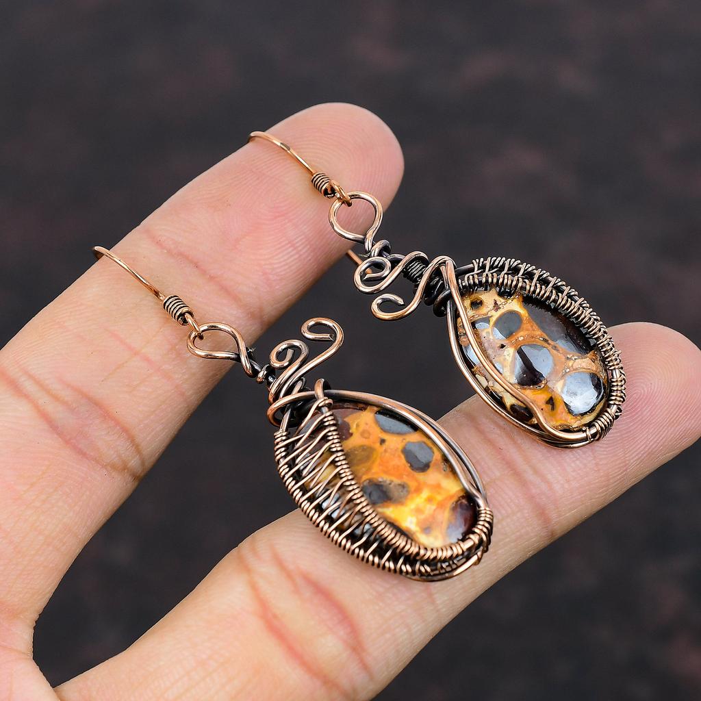Bauxite Earring Copper Wire Wrapped Earrings Bauxite Jewelry Handmade Earrings Copper Wire Jewelry Genuine Gemstone Earring Anniversary Gift