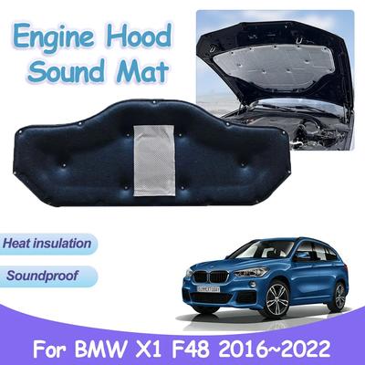 Ηχομονωτικό Πατάκι Καπό Κινητήρα για BMW X1 F48 2016~2024 sDrive18i xDrive20i Κάλυμμα Θερμομόνωσης Αυτοκινήτου Πυρίμαχη Επένδυση Αξεσουάρ Εσωτερικού Χώρου