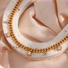 New Fashion Simple Personality Titanium Necklace 18K Gold Plated Stainless Steel Geometric Zircon Pendant Trendy Gift