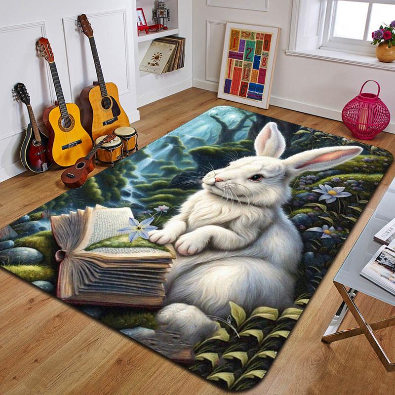 C-Cartoon Rabbit Printed Carpet Fashion Yoga Mat Non-Slip Carpet Bedroom Decoration Outdoor Carpet Bedroom Birthday Gift