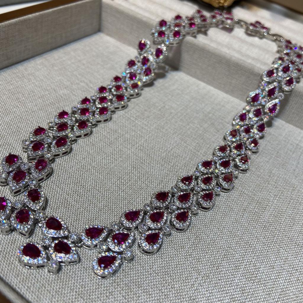 Fashion Personality Trendy Flash Full Diamond Tassel Necklace Bracelet Set Women'S Fashion Versatile