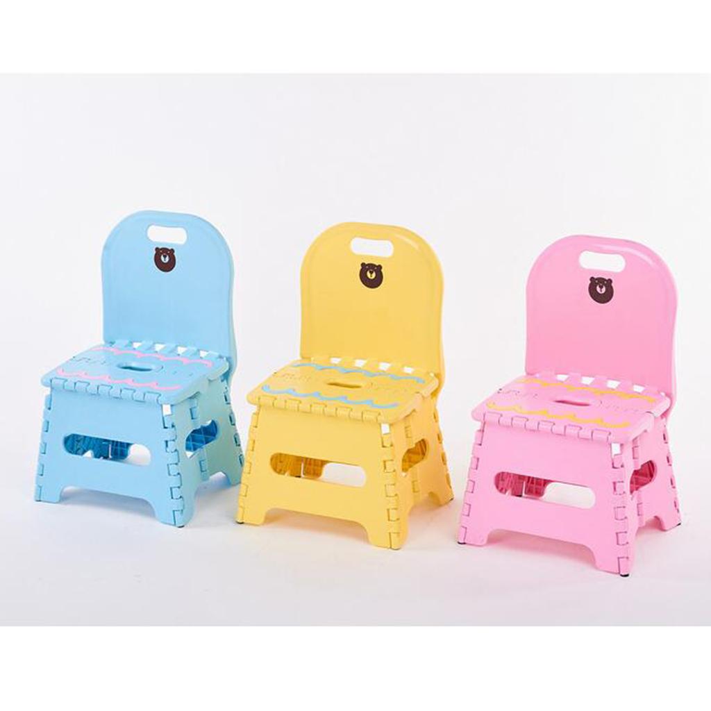 Children Plastic Folding Step Stool With Backrest