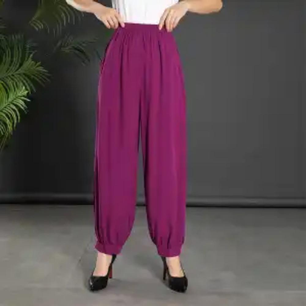 Women's Summer New High Waist Elastic Wide Leg Pants Fashionable Solid Pockets Soft Mosquito Proof Loose Versatile Lantern Pants