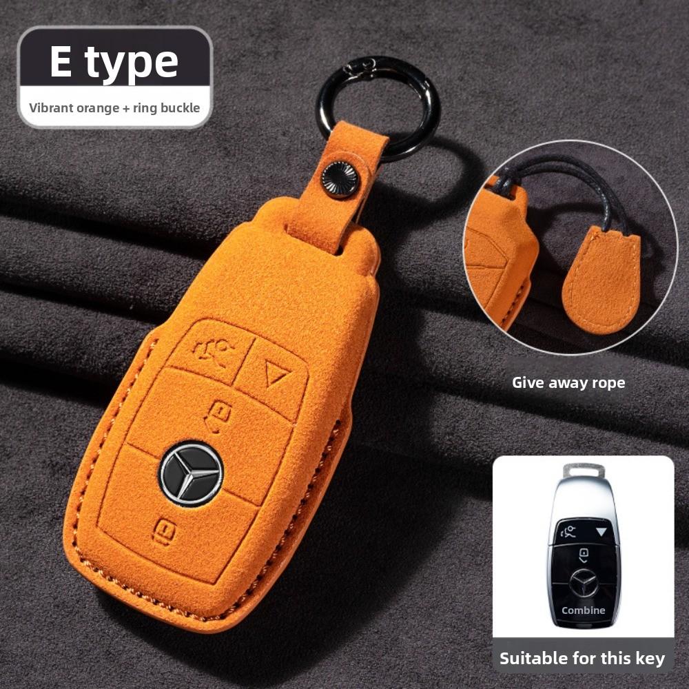 For Mercedes E300L Key Cover GLC260 Leather Case for Men E260L Car Accessories Suede Flip
