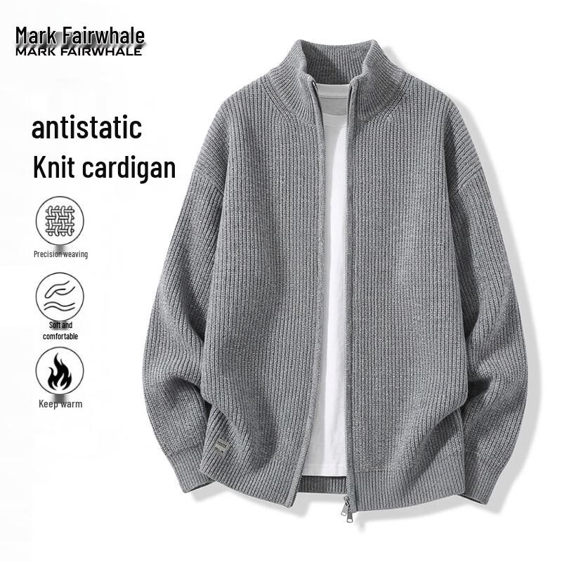 MARK FAIRWHALE Men's Vintage Heavyweight Thermal Full-Zip Knitted Cardigan