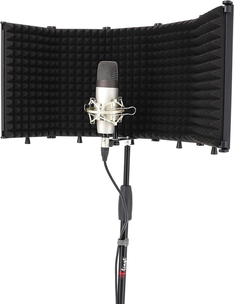 Tlingt Reflection Filter Microphone Soundproofing Acoustic Absorption Material Shield Noise Reduction High-Density Foam Foldable 32cm x 15cm 5 Sheets
