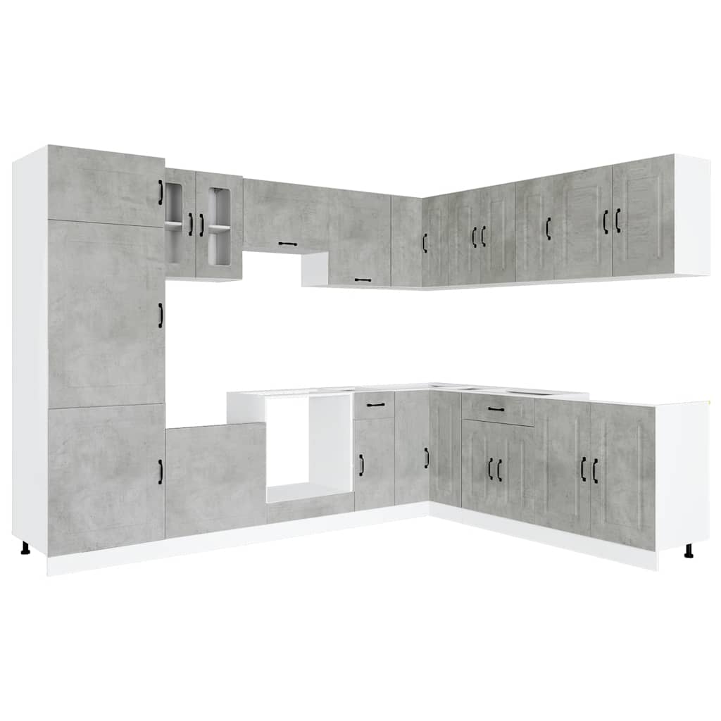 Vidaxl Kitchen Cabinet Set Kalmar, 14-Piece, Concrete Grey