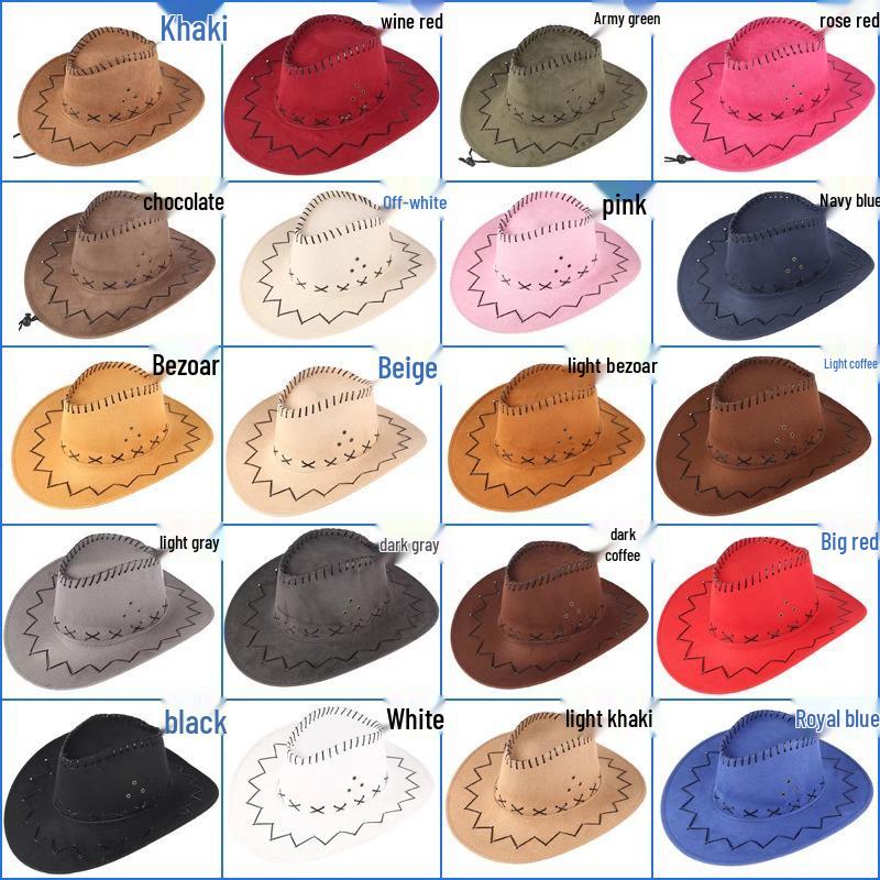 Western Cowboy Hat for Men and Women - Faux Suede Sun Protection Summer Hat