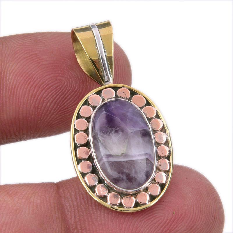 

Natural Tiffany Stone 925 Solid Sterling Silver Gift TwoTone Pendant 1.25 I9J17