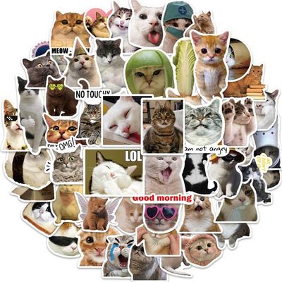 50Pcs Cats Theme Sticker Cartoon Animal Sticker for Journal Planner Pen Case Children Sticker for Rewarding Scrapbooking