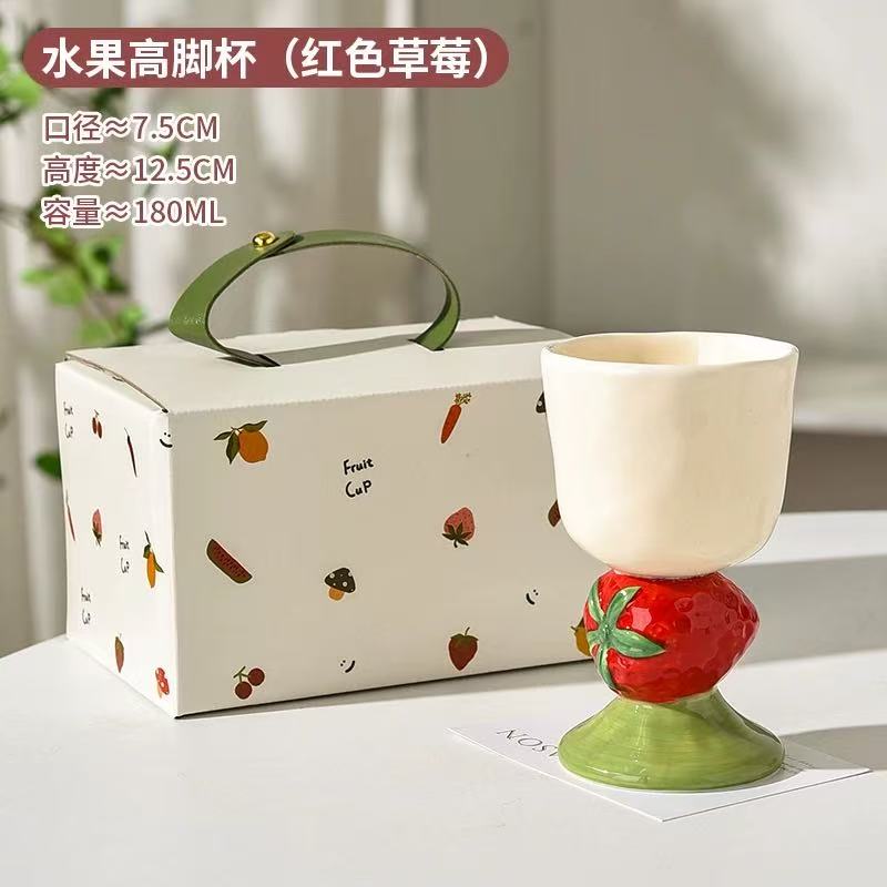 Creative Fruit Lemon Strawberry Cup Ceramic Breakfast Milk Mug Exquisite Afternoon Camellia Flower Tea Cup Office Coffee Mug New