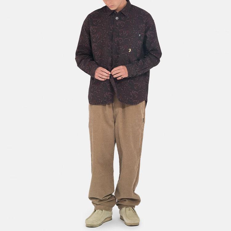 Stussy Solid Logo Embroidered Loose American Vintage Long Pants Men bottoms Brown 316063