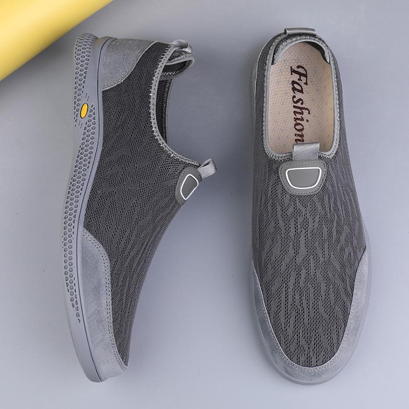 Men's shoes 2025 summer new fashionable soft slip-on shoes Light and comfortable casual shoes soft-soled mesh shoes