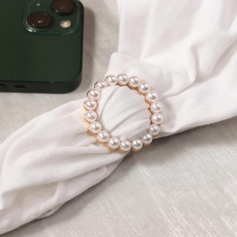 1PCS New Fashion Corner Hem Waist Knotted Brooches Crystal Pearl Metal Scarf Ring Button Shirt T-shirt Fixed Buckle Accessories