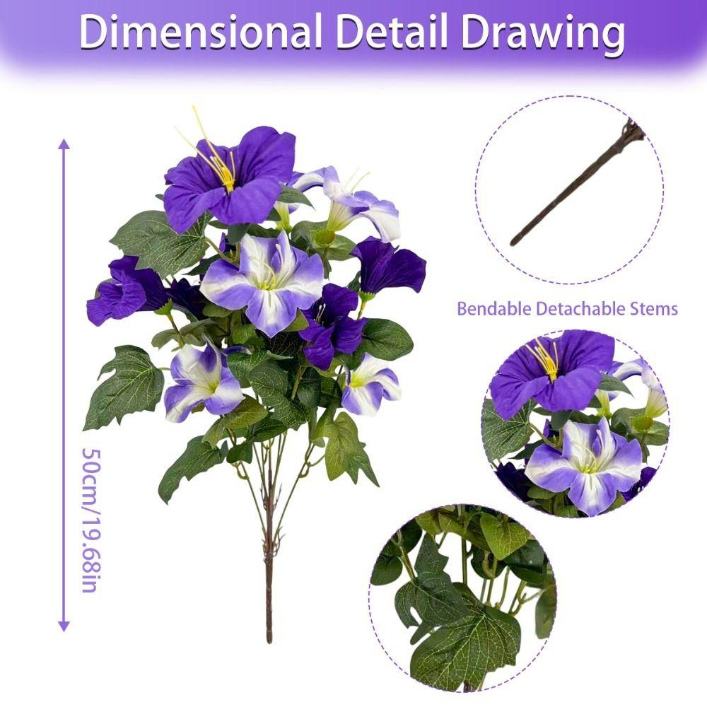 Weatherproof Artificial Morning Glory Flowers Silk Material Faux Petunia Flowers  Hanging Basket
