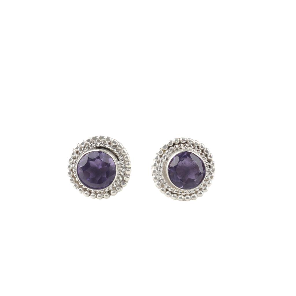 Iolite Gemstone 925 Sterling Silver Jewelry Handmade Studs0.5" For Wedding Gift EE-128-8