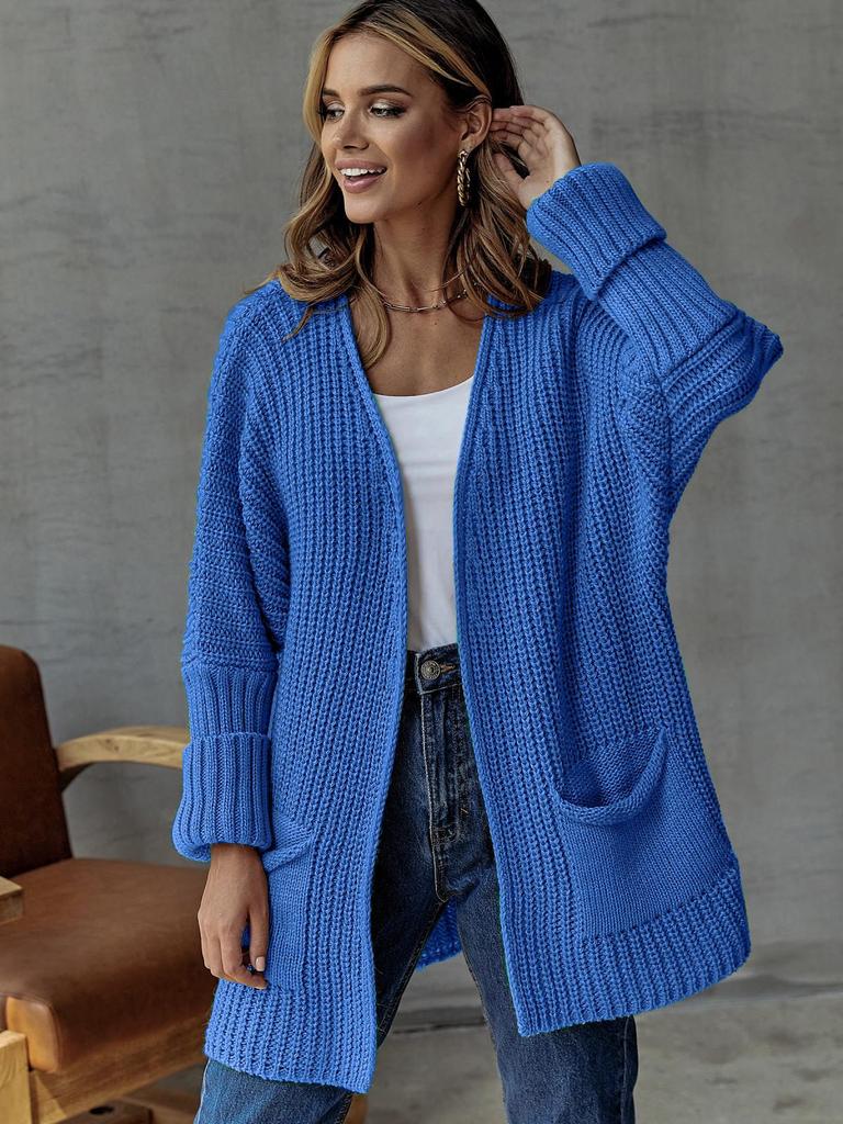 2025 Women's Loose Knit Cardigan: Commuting Style Mid-Length Sweater with Plus Size Option