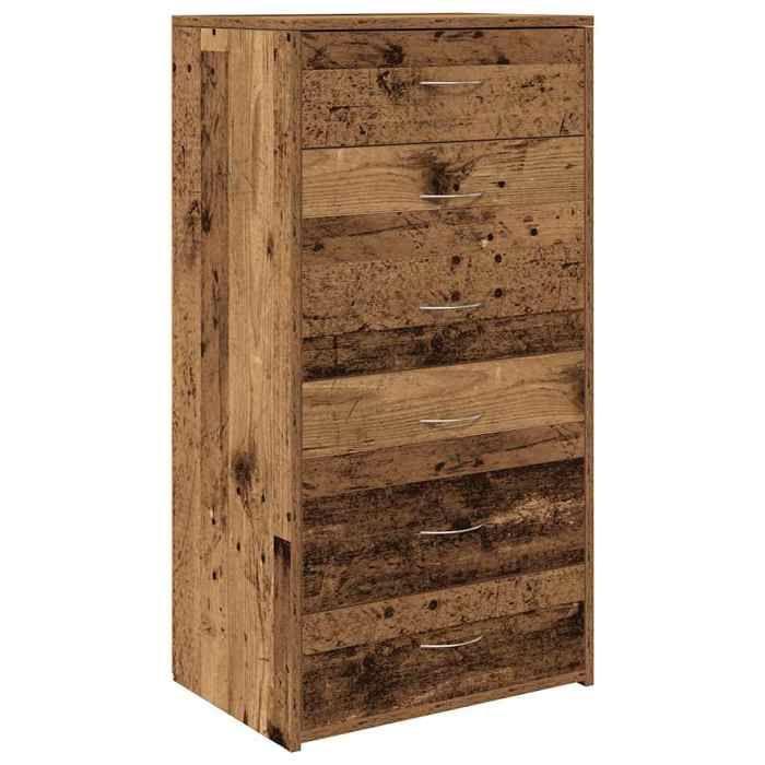 VidaXL Buffet with 6 Drawers Old Wood 50x34x96 Cm Engineered Wood 855890