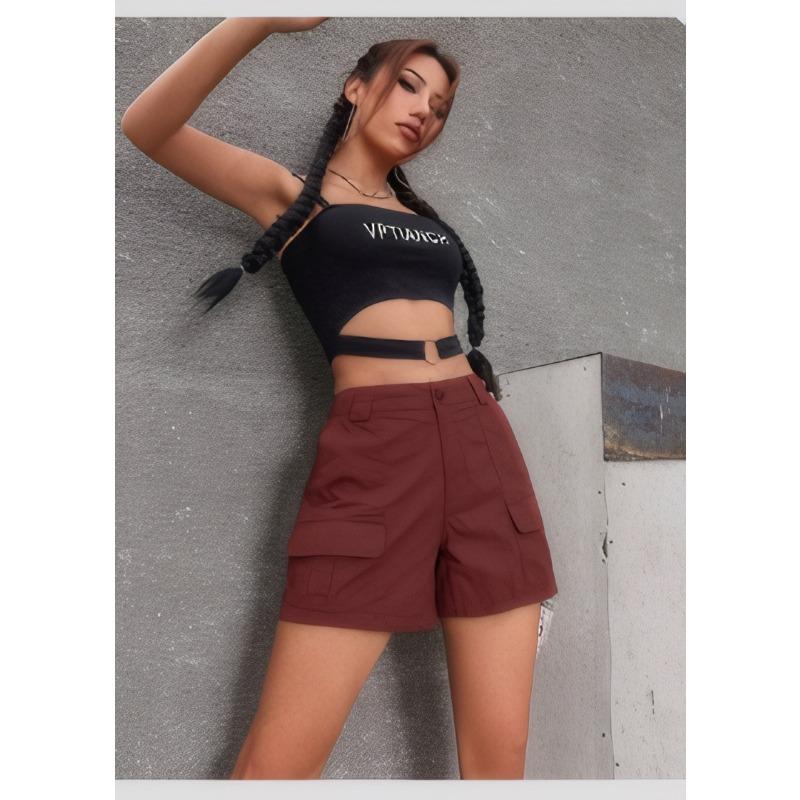 

Шорты с высокой посадкой, прямые, широкие, свободные и стройнящие, высококачественная повседневная тонкая и спортивная верхняя одежда для женщин на лето XL темно-красного