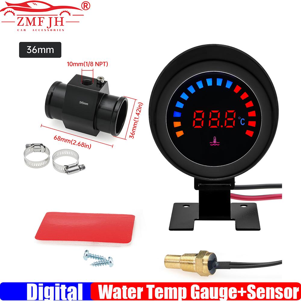 ZMFJH Digital Water Temperature Gauge with Flashing Alarm Water Temp Meter Sensor Adaptor Joint Pipe Sensor Radiator 26-40MM