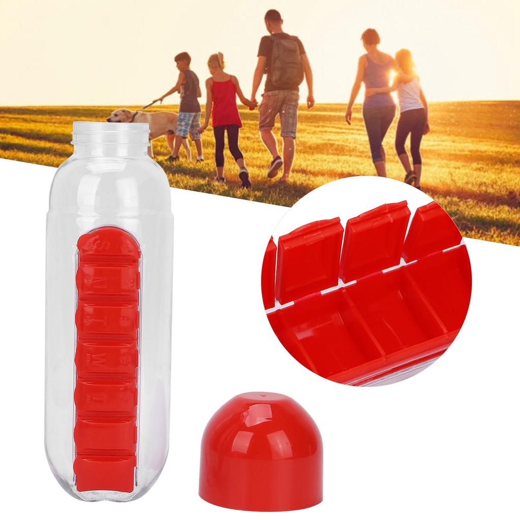 2 in 1 Medicine Storage Water Bottle Daily Pill Case Organizer Medicine Travel Storage Cup