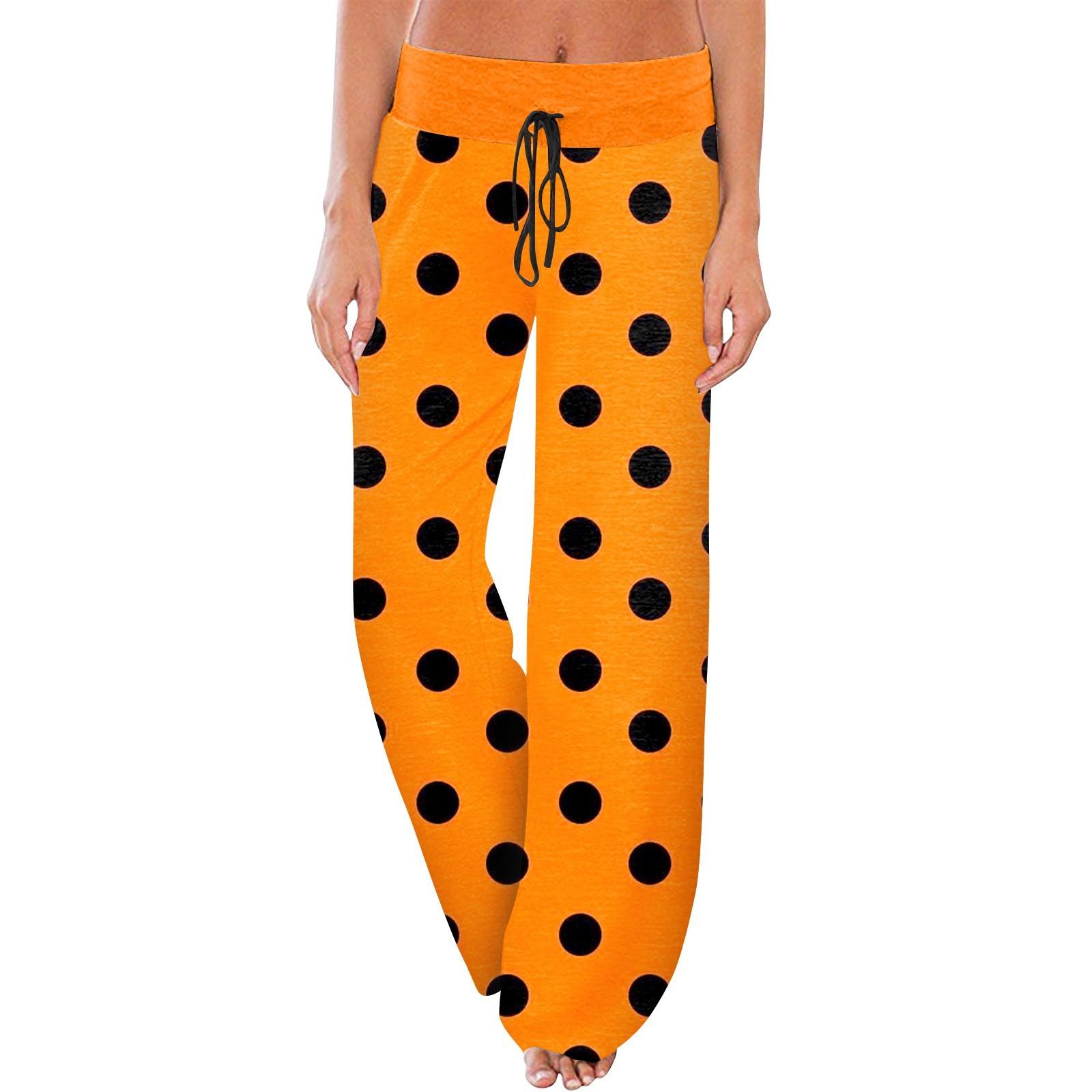 

Женские удобные пижамные штаны с карманами на Хэллоуин и принтом на шнуровке, широкие брюки M жёлтый