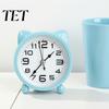 Cat Ear Alarm Clock for Kids, Silent Non-Ticking Metal Analog Bedside Clock, Battery Powered Home Office Desk Decor Small