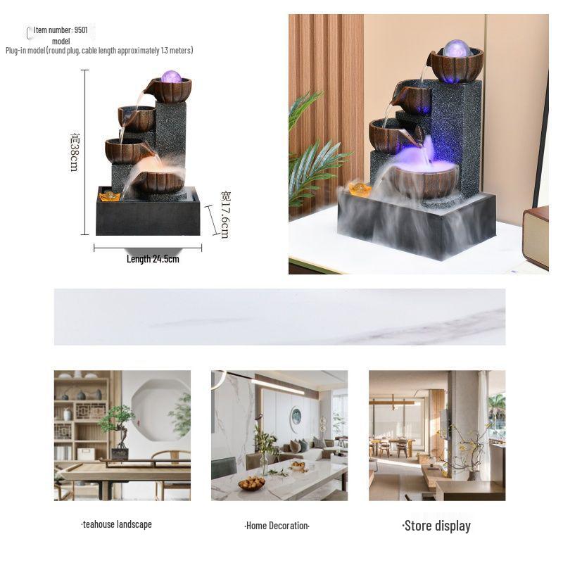 Popular Resin Water Feature: Small Zen Desktop Fountain for Wealth and Tranquility
