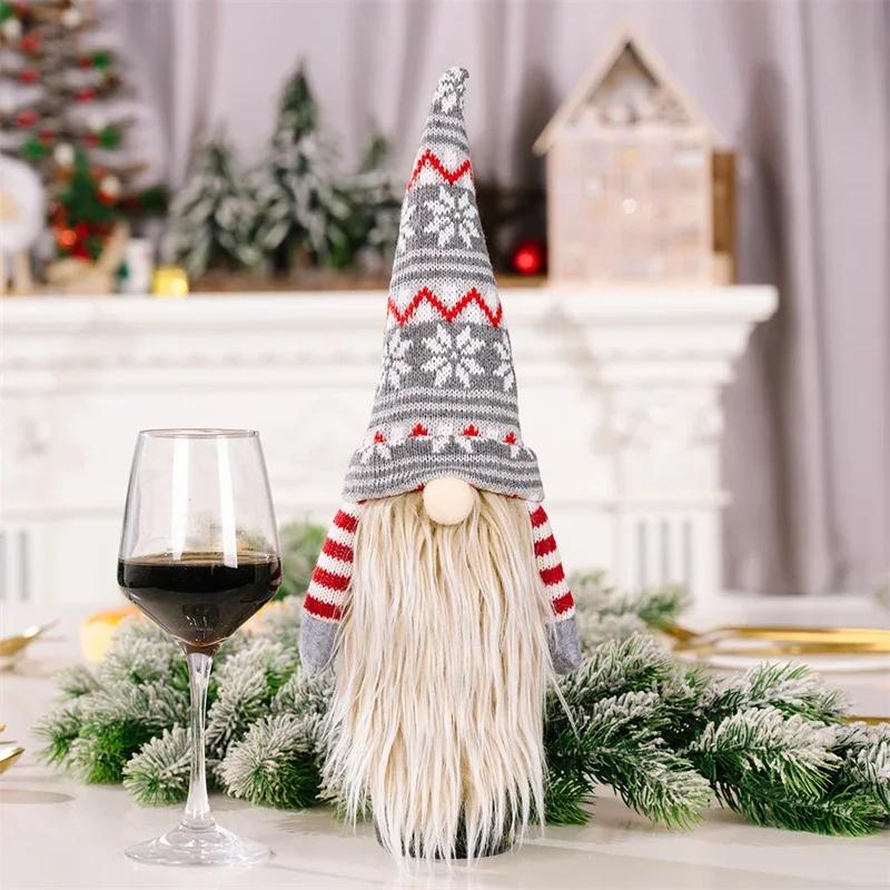 Merry Christmas Gnome Doll Wine Bottle Cover Navidad Decor for Home Faceless Doll Wine Bottle Bag Dining Table Decor Xmas Gift