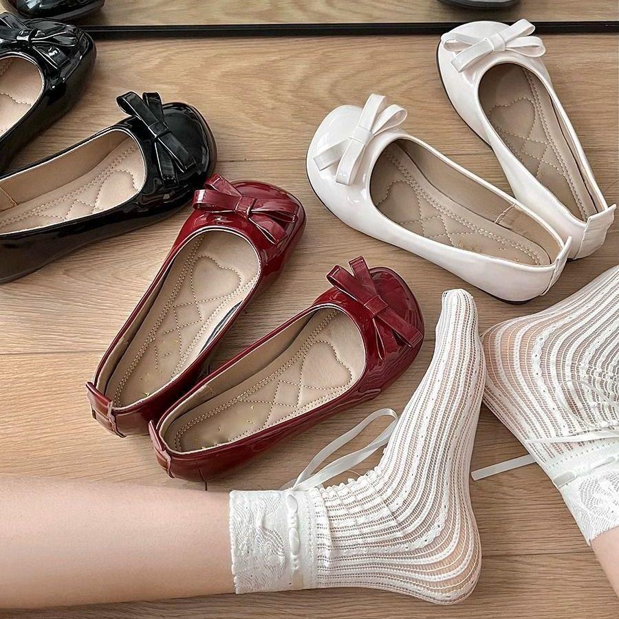 Flat Lolita shoes with skirt single shoes Japanese college style bow Mary Jane shoes women's 2025 summer and autumn new models